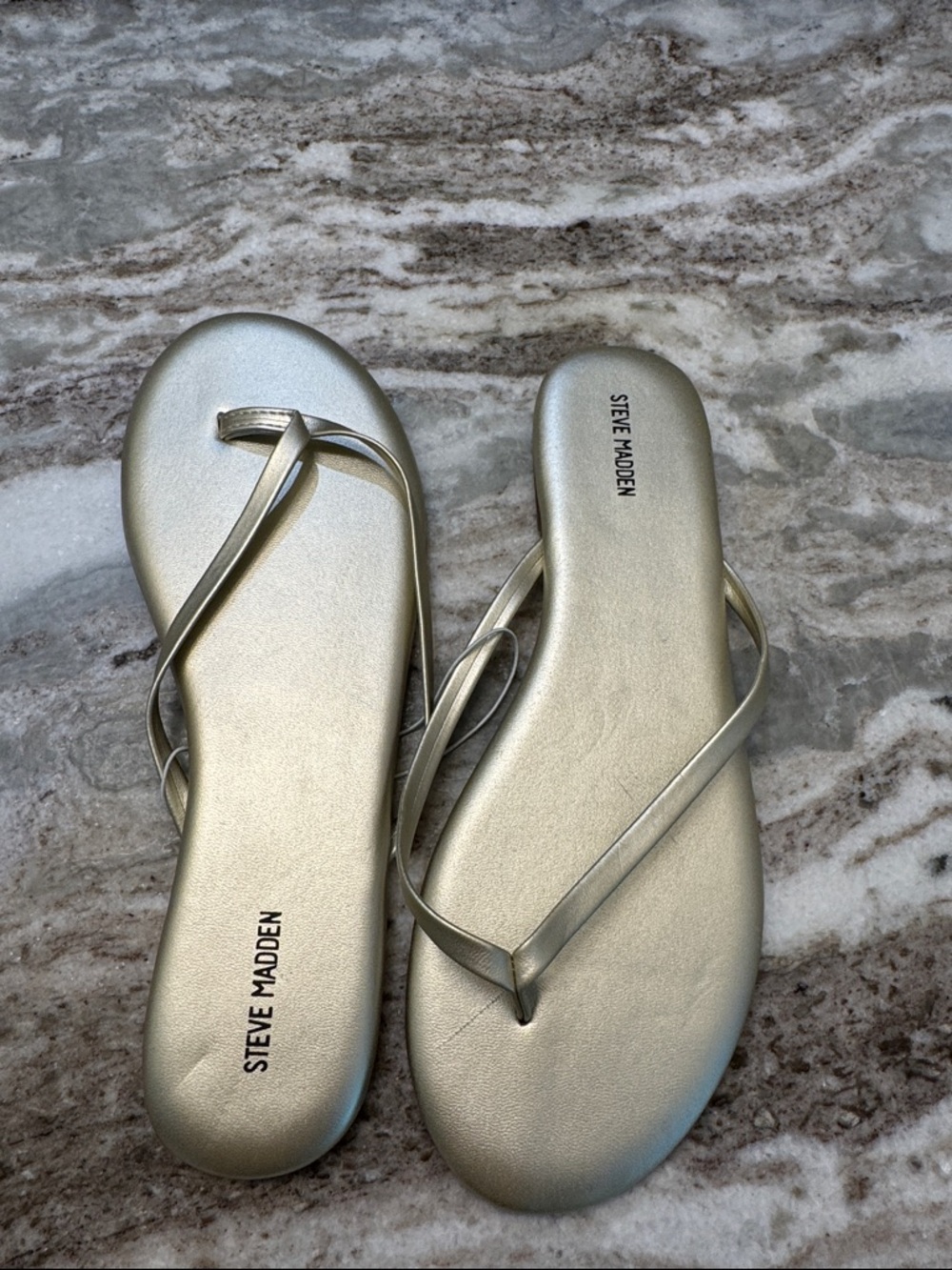 Steve Madden Metallic Gold Strappy Thong Sandals